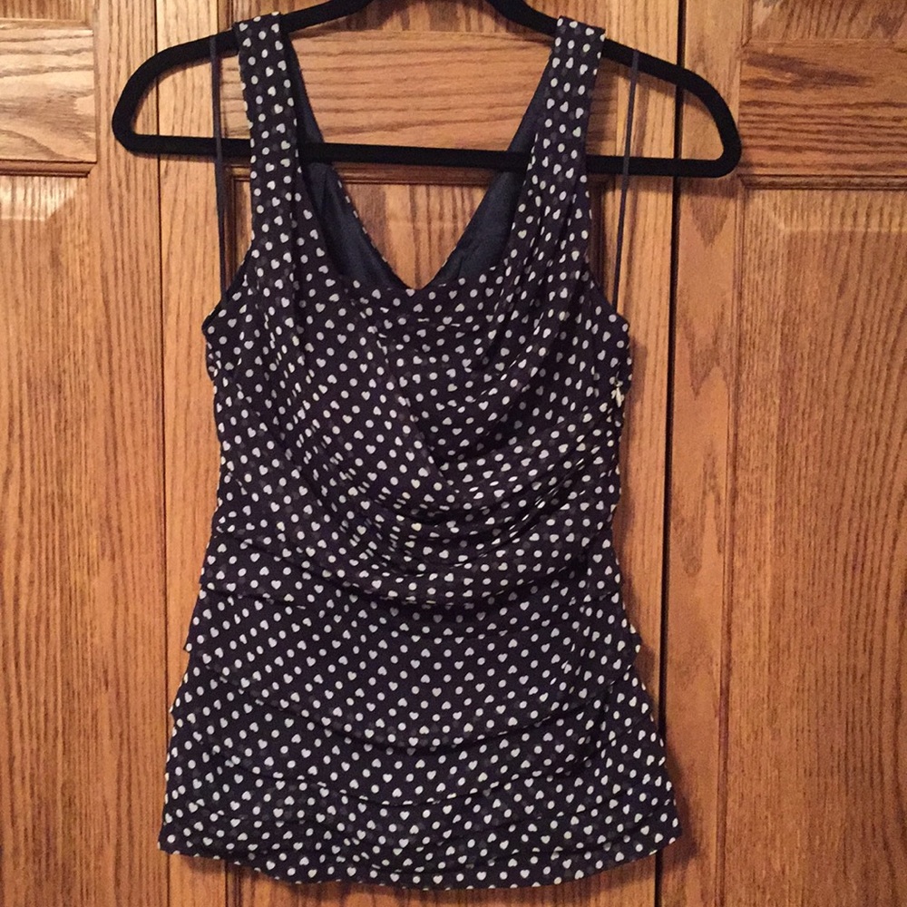 Express navy blue ruched heart top